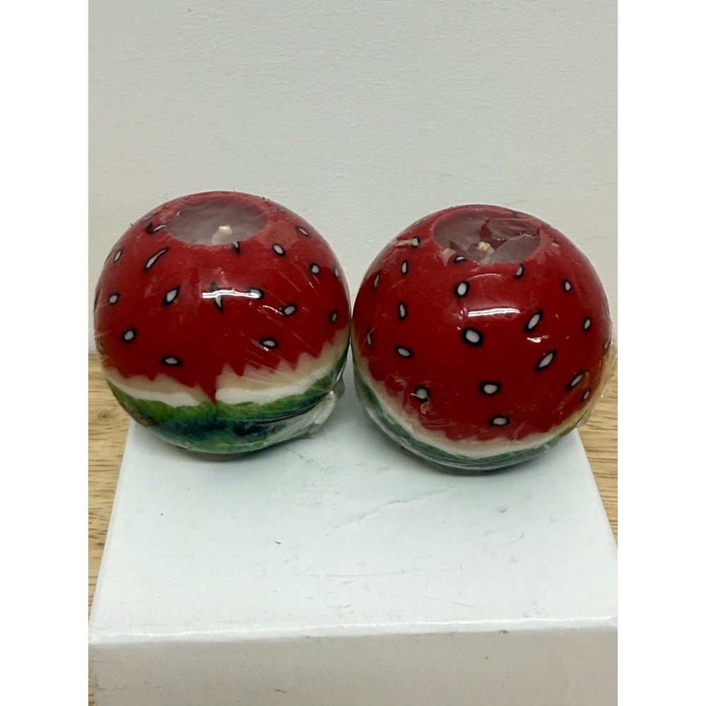 2 Watermelon Round‎ Candles Vintage Decorative Wax Candles American Candle #51